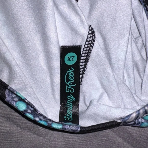 LuLaRoe Black and Teal Patterned Blouse - Picture 3 of 3